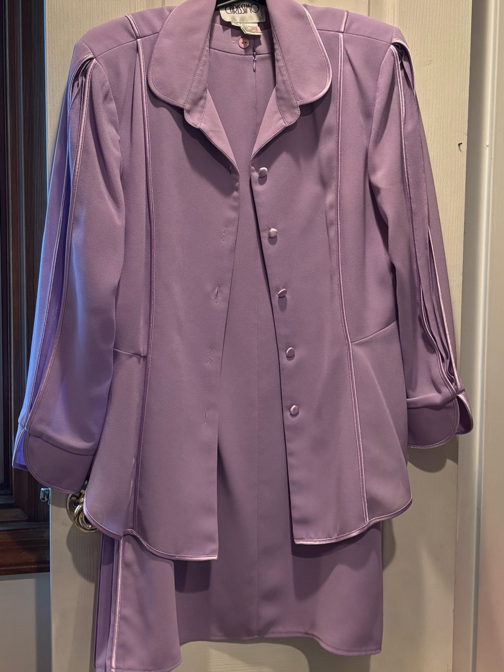 Lavender Button-Front Midi Dress with Matching Jacket